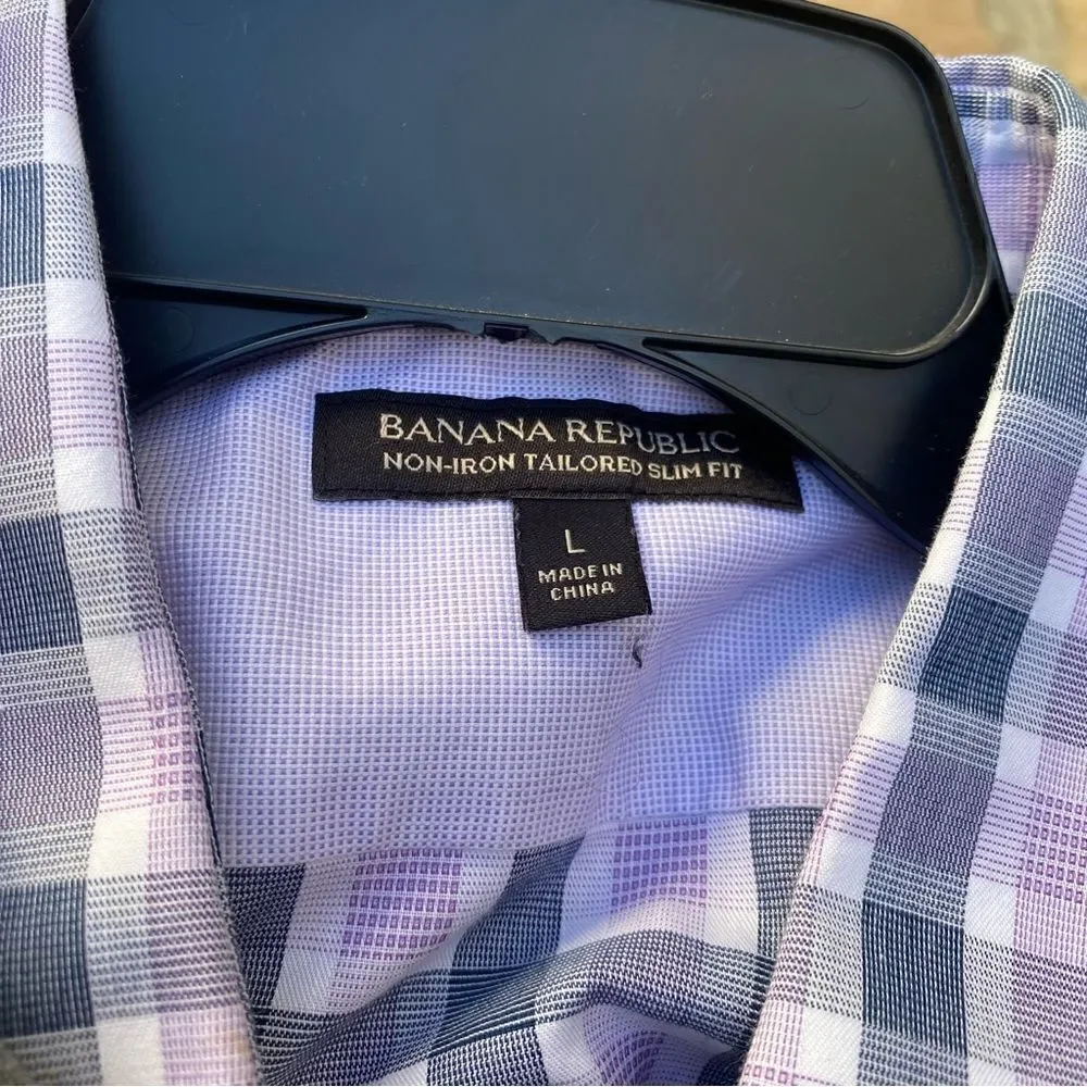 Banana Republic purple plaid dress shirt men's sz large